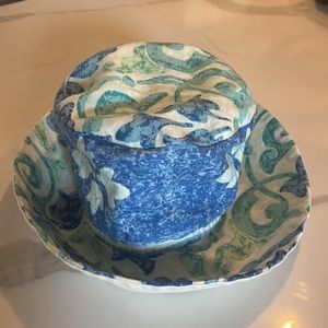 Vintage Handmade kids’ floppy bucket hat in blue & teal batik Artesian E. WEST